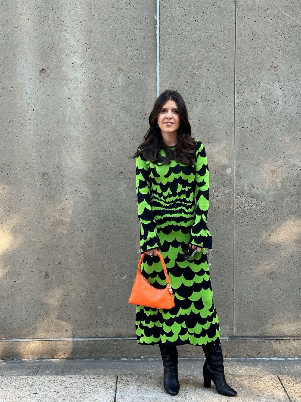 Simon Miller Green and Black Long Sleeve Midi Dress - Picture 11 of 13